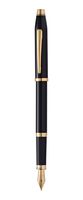 Cross Century II Black Lacquer Fountain Pen with 23KT Gold-Plated Appointments and 23KT Gold-Plated Fine Nib