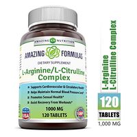 Amazing Nutrition L-Arginine/L-Citrulline Complex 1000 Mg* Combines Two Amino Acids with Potential Health Benefits * Supports Energy Production * Ads to Improve Athletic Performance (120 Tablets)