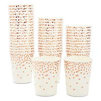 Sparkle and Bash Party Paper Cups with Rose Gold Confetti Foil – Pack of 50, 9 oz
