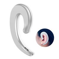 Bluetooth Wireless Non Ear Plug Open Ear Headphones with Microphone Non in Ear Headphones Painless Wearing Light Earhook Headsets Hand Free Calling Earpieces for Business/Driving (Silver)