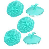 uxcell Plastic Head Hair Washing Scalp Massage Shampoo Brush 5Pcs Cyan