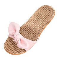 Women's Slippers Flax Cross House Shoes Indoor Breathable Outdoor Sandals Lightweight Non-Slip Beach Slippers Pink