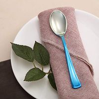 Efavormart 24 Pack Disposable Plastic Spoons | 7"| Blue-Silver | BPA Free | Ombre Design