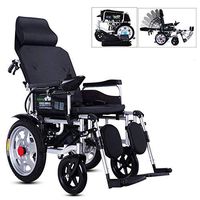 Folding Electric Wheelchair, Fully Lying Adjustable Back(90°-180°) Elderly Automatic Wheelchair Aluminum Alloy Four-Wheeled Scooter Lithium Battery 12AH