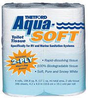 Aqua-Soft Toilet Tissue - Toilet Paper for RV and marine - 2-ply - Thetford 03300 (Pack of 4)