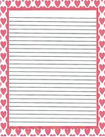 Girl's Camp Pink Heart Lined Stationery Paper 26 Sheets