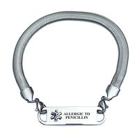 Pre-Engraved Chevron Pattern"Allergic to Penicillin" Medical ID Bracelets for Women