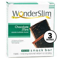 WonderSlim High Protein Snack Bar/Diet Bars - ChocoMint (7ct) 3 Box Value-Pack (Save 10%) - Trans Fat Free, Aspartame Free, Kosher, Cholesterol Free