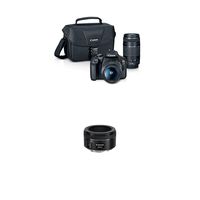 EOS Rebel T7 EF18-55mm + EF 75-300mm Double Zoom KIT with  EF 50mm f/1.8 STM Lens