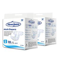 Newclears Adult Diapers with Tabs for Men Women Incontinence Care, Disposable Absorbent for Disability Postnatal Patient Bedridden Care, 10 Count/Pack, 2 Pack, S