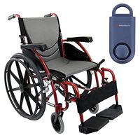 Karman S-Ergo 115 Ultra Lightweight Ergonomic Wheelchair | Seat Size 18" X 17" | Swing Away Footrest | Fixed Wheels and Mag Wheels in Red & Free 130 dB Matte Blue Personal Safety Alarm/Siren!