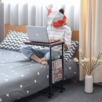 Medical Height Adjustable Overbed Table, Hospital Bed Table for Computers with Magazine Rack Storage Draw and Shelfs Couch Table, 4 Wheels (Color : C)