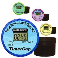 TimerCap Smart Pill Bottle Cap & Medication Reminder | Automatically Records Built-in Stopwatch | Medicine Organizer (4 Pack Travel Case - EZ-Twist)