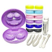 Contact Lens Cases - Qkit Contact Lens Care Case Travel Kit, Built-in Mirror Box with 6 Replacement Contact Lens Container, Holder Container Bottle, Eyecare Storage Kit, Set of 7