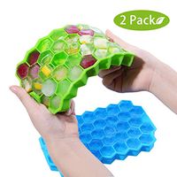 AGAWA 2PCS Food Grade Silicone Ice Mold with Splash-proof Removable Cover,Blue