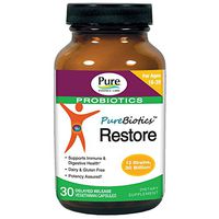 PURE ESSENCE LABS Restore Probiotics 30 Billion CFU - 12 Strains for Immune Support and Digestive Health - 30 Capsules