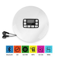 Portable CD Player, HOTT Shockproof Wireless Bluetooth Personal Compact Disc Player Rechargeble HiFi Stereo CD Walkman Music Player with Earphones for Home Office School(White)