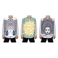 FUSHIDA 3 Pack Adult Bibs with Printing Cotton,Mealtime Clothing Protector with Waterproof PVC Layer, Adjustable Strap Clothing Crumb Catcher, Machine Washable Bib for Elderly Men and Women