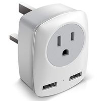 European Adapter, European Plug Adapter, International Power Adapter for Europe, Europe Travel Adapter Plug Adapter with 2 USB Ports (Type G -UK, Ireland)