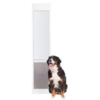 PetSafe Freedom Aluminum Patio Panel Sliding Glass Dog and Cat Door, Adjustable 76 13/16 in to 80 11/16 in - X-Large White Pet Door