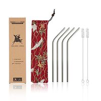 Golden Orda 6mm Stainless Steel Straws with Stylish Cloth Pouch Case,8.5'' Inches Eco-Friendly FDA Approved Reusable Metal Drinking Straws with 2 Cleaning Brushes for 20 Oz Yeti Tumbler