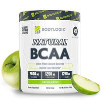Bodylogix Natural BCAA Powder, NSF Certified, Green Apple, 30 Servings