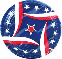 Patriotic Stars and Stripes 7" Dessert Paper Plates - (12 Count)