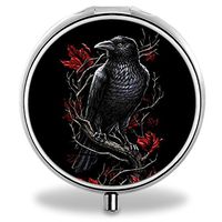 IMLONE Pill Organizer, Customized Black Eagle Bird Pill Boxes with 3 Components Metal Portable Pill Container for Purse, Travelling and Daily Needs