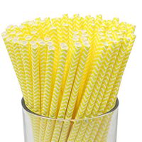 Just Artifacts 100pcs Premium Biodegradable Chevron Striped Paper Straws (Chevron, Yellow)