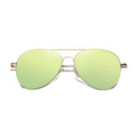 SOJOS Classic Aviator Mirrored Flat Lens Sunglasses Metal Frame with Spring Hinges SJ1030 with Gold Frame/Olivine Mirrored Lens