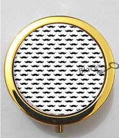 BlackKey Mustache Print Pattern 3-Compartment Decorative Pocket Gift Box Case Organizer for Pill, Color 2 -703