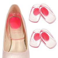 2 Pairs Gel Heel Cups, Silicone Foot Heel Support Pads, Shock Absorbing Support Shoe Inserts Cushions, for Plantar Fasciitis Sore, Heel Pain, Bone Spur, Achilles Pain, Bruised Feet (red, S)