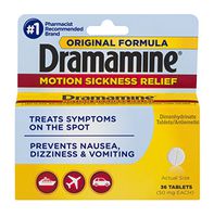 Dramamine Motion Sickness Relief Original Formula, 50 mg, 36 Count