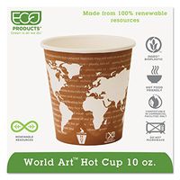 Eco-Products EPBHC10WA World Art Renewable Compostable Hot Cups, 10 oz, 50/PK, 20 PK/CT