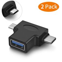 2 in 1 OTG Converter USB 3.0 to Micro USB and Type C Adapter USB3.0 Female to Micro USB Male and USB C Male Connector (2 Pack)