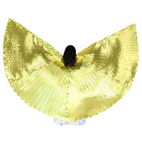 Meidexian888 LED Angel Isis Wings,Belly Dance Isis Wings with Sticks for Children Belly Dance Costume Angel Wings (Gold)