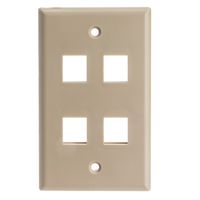 CableWholesale Keystone Wall Plate, Beige, 4 Port, Single Gang