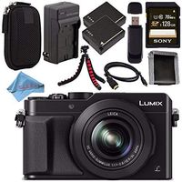 Panasonic Lumix DMC-LX100 DMC-LX100K Digital Camera (Black) + DMW-BLG10 Lithium Ion Battery + Charger + Sony 128GB SDXC Card + Case + Flexible Tripod + HDMI Cable + Card Wallet + Fibercloth Bundle