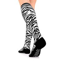 Go2 Compression Socks for Men Women Nurses Runners| Medium Compression Stockings (Black & White Zebra, Medium)