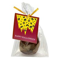 Happy Halloween Paper Gift / Price Tags with 10x15cm Flat Cellophane Bags and Golden Twist Ties, Set of 95~100 (Yellow/Red)
