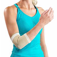DonJoy Advantage DA161ES01-TAN-L Elastic Elbow Sleeve for Strains, Sprains, Swelling, Panels for Free Movement, Tan, Large fits 10.5", 12"