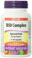 Webber Naturals B50 Complex 50 mg, Bonus Size 60+20 caps