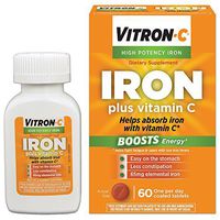 Vitron-C High Potency Iron Supplement with Vitamin C, Boosts Energy, 60 Count