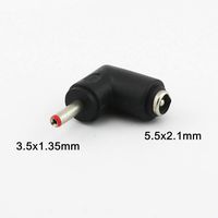 Cobaka 1pc DC 5.5mm x 2.1mm Female Jack To 3.5mm x 1.35mm Male Plug Right Angle Power Adapter Connector Converter