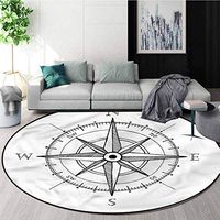 RUGSMAT Compass Super Soft Circle Rugs for Girls,Windrose Directions Door Mat Indoors Bathroom Mats Non Slip Diameter-51