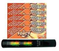 Herb Airtight Tube Pocket Protector with Juicy Jay's Peaches & Cream 1.25 Flavored Hemp Rolling Papers 5 Count DC Crafts Nation- Rasta Skull