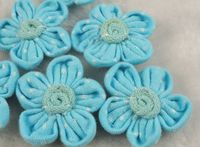 20pcs Sewing Appliques Cotton Five Flower Baby Pick Color (Blue)