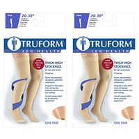 Truform Compression 20-30 mmHg Thigh High Lace Top Stockings Beige, Small, 2 Count