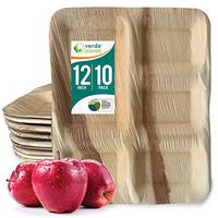 Verde Planet - 12 inch Rt Compartment Palm Leaf Plates - Biodegradable, Ecofriendly, Disposable, Sturdy, Earthy, Premium Quality Plates, USDA Certified - 10 Count