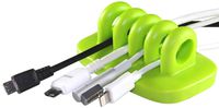 Desktop Cable Organizer and Cable Holder for Cable Management of USB Cables, Power Cords & Charging Cables - Bundled with 2 Bonus Cable Clips (Green)